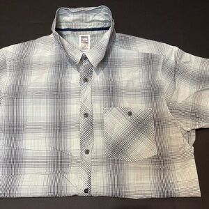 North‎ Face Short Sleeve Plaid Button Up Shirt Mens size Medium